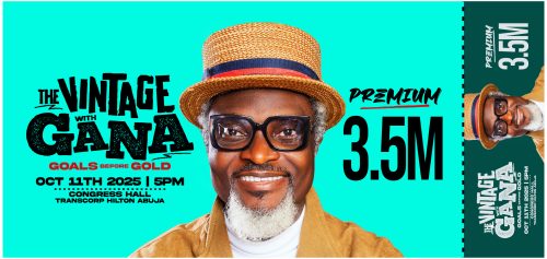 Gold comedy show ticket with premium seating and entry details