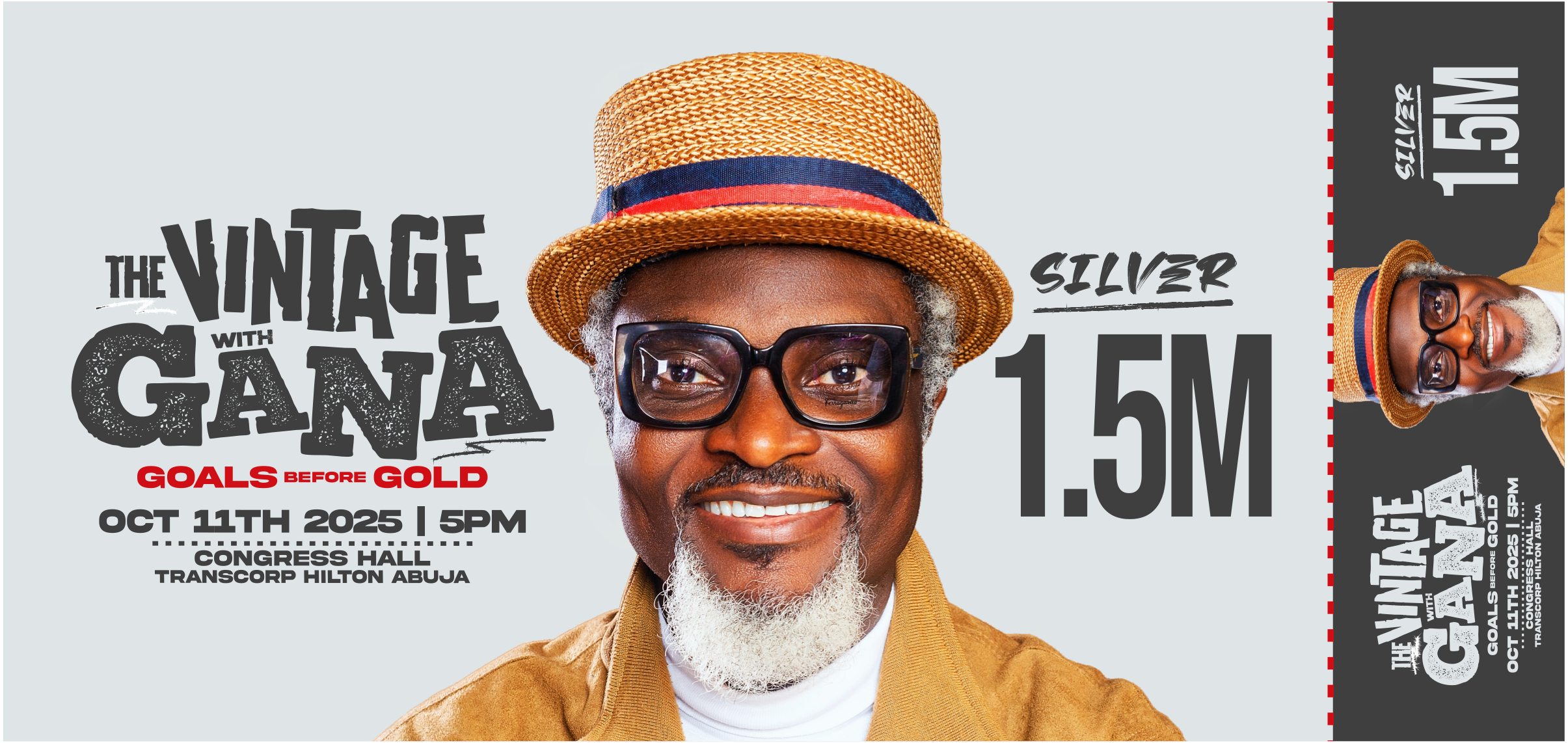 Silver VIP ticket for the Gana Comedian show, offering a premium experience.