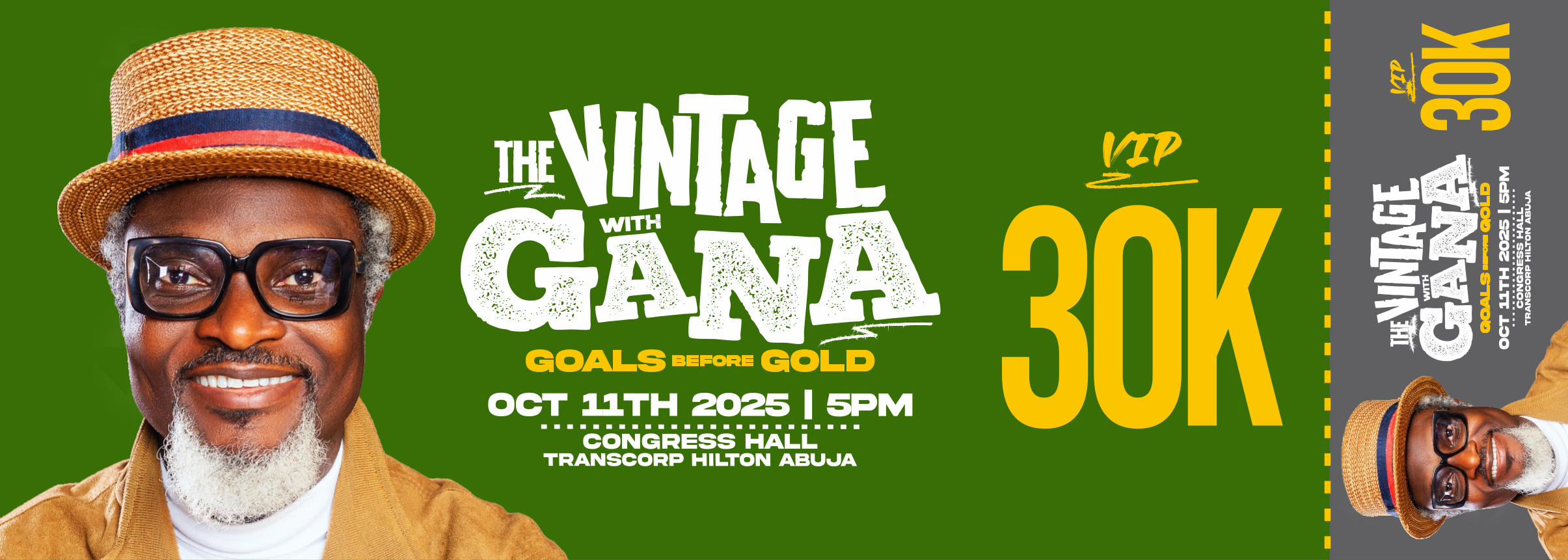 VIP 30k comedy show ticket with event date, venue, and entry details